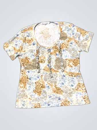 Julie Guerlande Damen T-Shirt mit floralem Druck und Rüschen