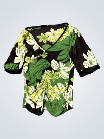 Grüne Blumenmuster-Bluse
