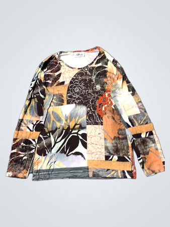 Afibel Langarm-Patchworkdruck-Oberteil