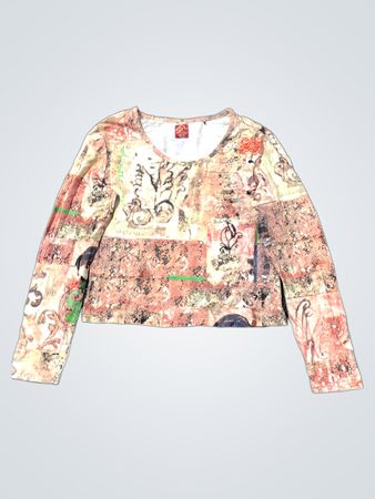 Langarm-Graphic-Print-Oberteil