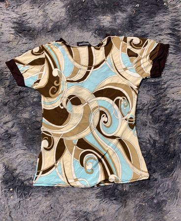 Damen Swirl Print V-Ausschnitt Top