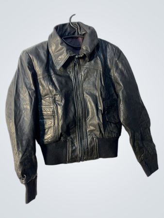 Black Leather Bomber Jacket