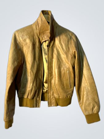 Tan Leather Bomber Jacket
