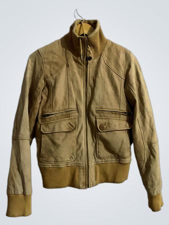 Tan Suede Bomber Jacket