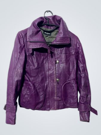 Meridian Italy Purple Leather Jacket Size 55