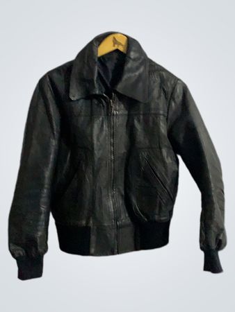 Black Leather Bomber Jacket