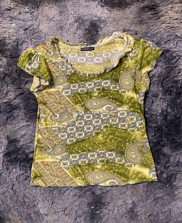 Bonjour Damen Grüner Paisley-Druck Kurzarm-Top