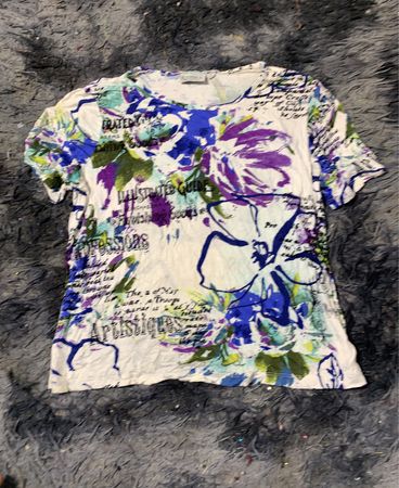 VORY Damen Weiß Floral Grafik Druck Kurze Ärmel T-Shirt