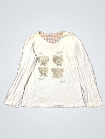 Weißes Langarmshirt mit vier Teddybären und Namen
