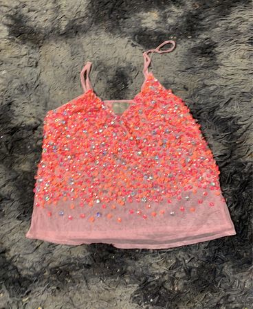 Rosa Pailletten-Cami-Top