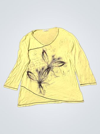 KAYANÉ PARIS Damen Grafikdruck V-Ausschnitt Langarmshirt