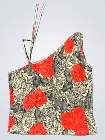 Einseitig Träger floral bedrucktes Tanktop