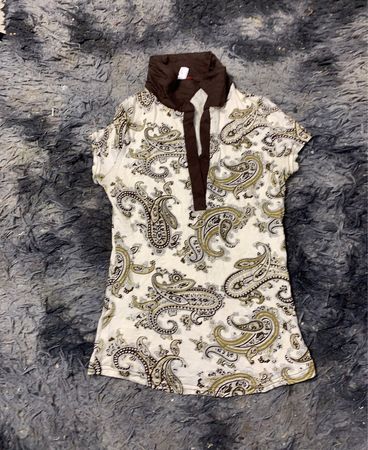 Paisley-Print Kurzarm-Kragenhemd