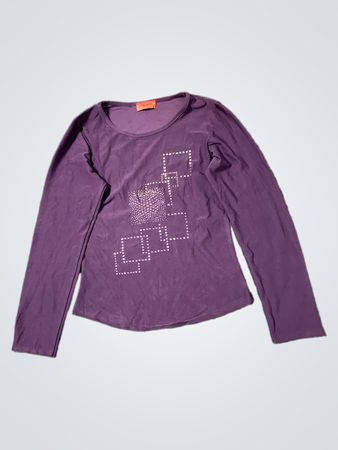 Amour Lila Langarmshirt mit Strassdetails