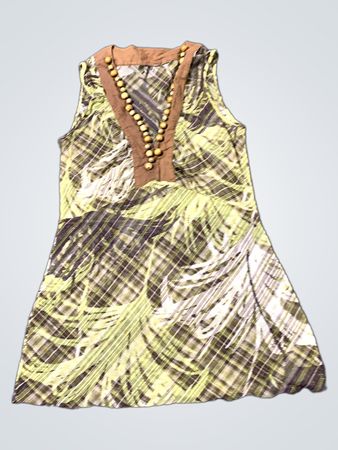 Ärmelloses V-Ausschnitt-Kleid mit Perlendetails