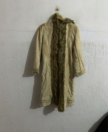 Beige Faux Fur Trimmed Coat