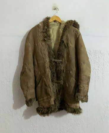Brown Suede Fur Trimmed Hooded Jacket
