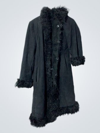 Black Faux Fur Trimmed Coat