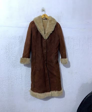 Brown Suede Shearling Coat
