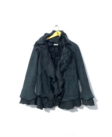 Black ruffled coat