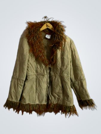 Beige Jacket with Fur Trim