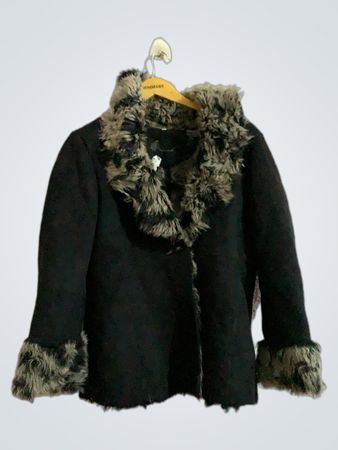 Black coat with fur trim