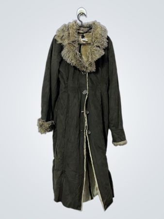 Women's Faux Fur Trimmed Long Coat