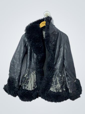 ESPRIT Black Faux Leather Fur Trimmed Jacket