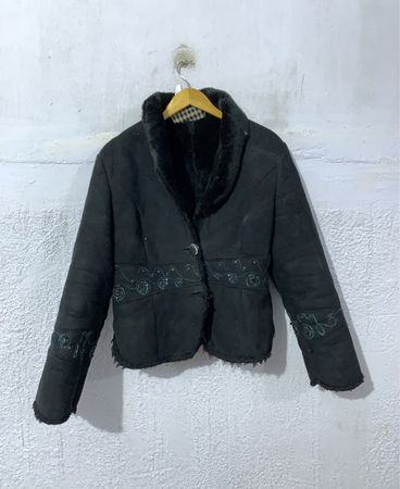 Black Faux Suede Embroidered Jacket