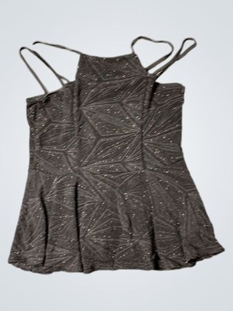 Schwarzes Glitzer geometrisches Print Peplum-Top
