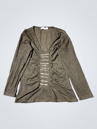 S & Y Collection Graues Langarmoberteil mit Verzierungen