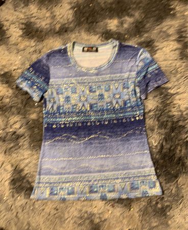 Blaues Ombre-Muster T-Shirt