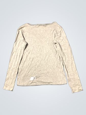 Grau Langarm V-Ausschnitt T-Shirt mit Verzierung