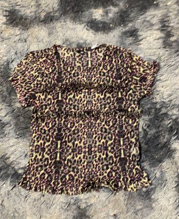 Leopardenmuster Rüschenshirt