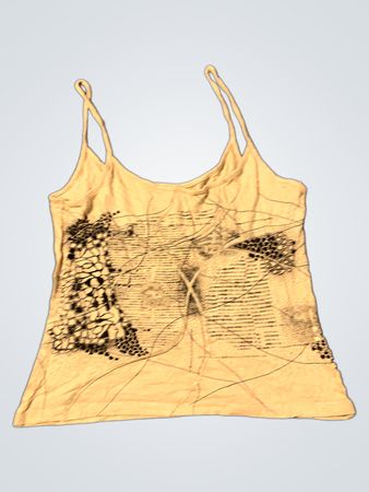 Beige Camisole-Top mit abstrahierter Druckgrafik