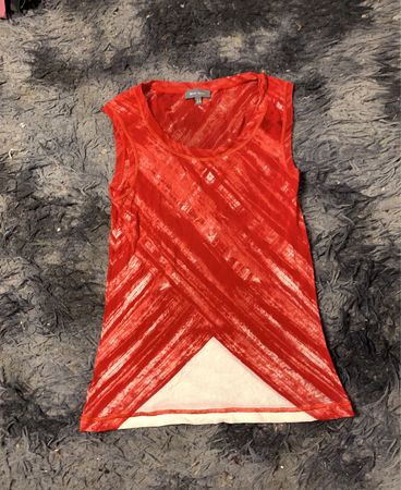Eileen Fisher Rote Weiße Abstrakte Print Ärmelloses Tanktop