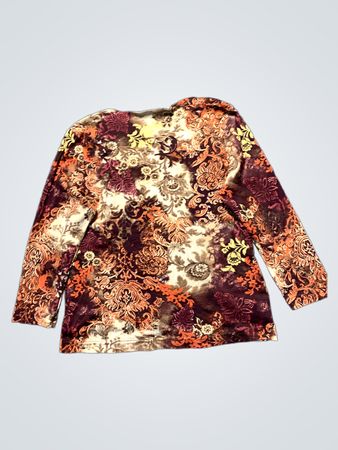 La Belle Floral Print Langärmliges V-Ausschnitt-Oberteil