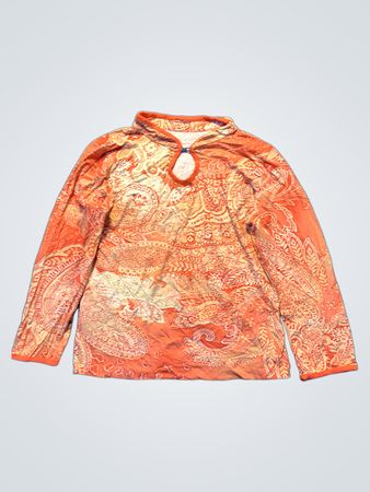Orangenes Paisley-Muster Langarmshirt