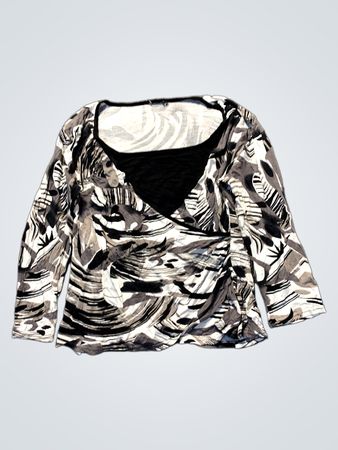 Schwarz-weiß abstraktes Druck Langarmshirt