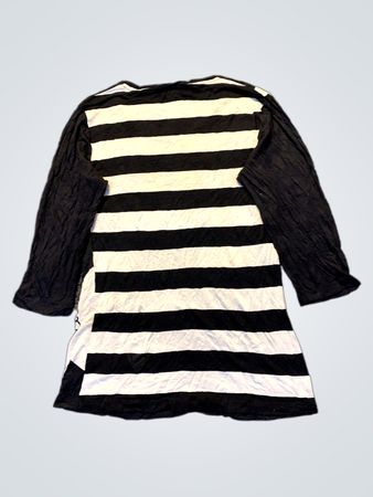 Schwarz-weiß gestreiftes Langarmhemd mit Blumenmuster