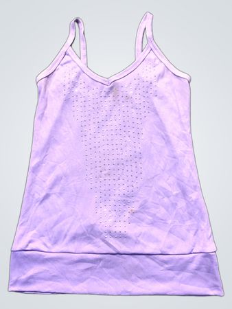 Lila geripptes Tanktop mit Strasssteinen