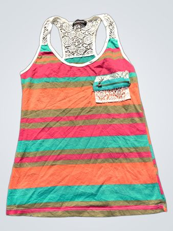 Bobi gestreiftes Tanktop mit Spitzenrücken