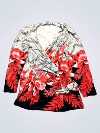 Damen Rotes Blumendruck Wickeloberteil