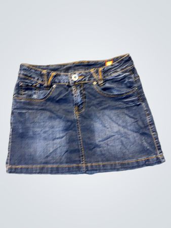 Denim-Miniskirt mit Flügelstickerei