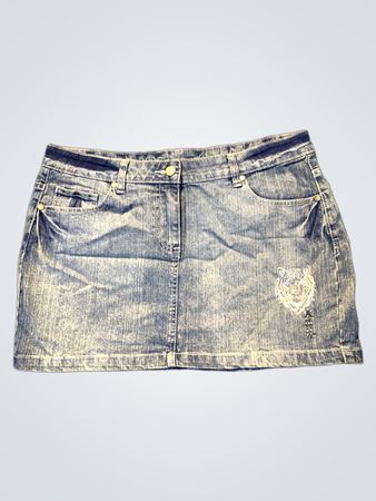 Jeansrock mit Tigerstickerei