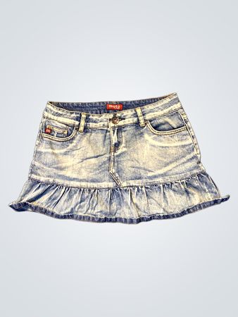 moto Denim-Rock mit Rüschensaum