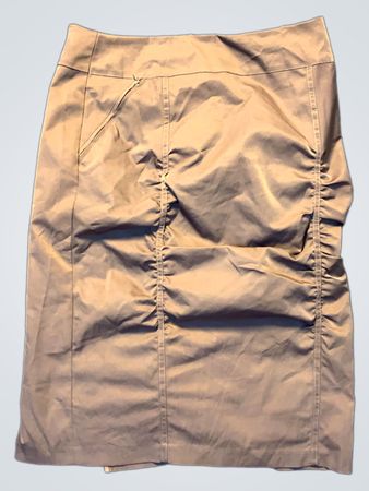 Raffung Tan Bleistiftrock