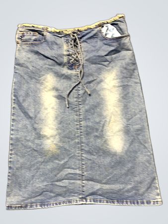 Denim-Midirock mit Schnürung vorne