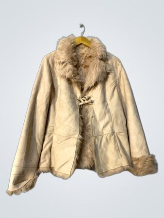 Beige Faux Fur Trimmed Jacket