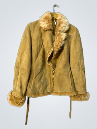 Brown Suede Jacket with Fur Trim